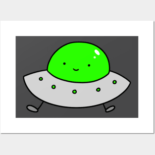 Cute Smiling UFO Posters and Art